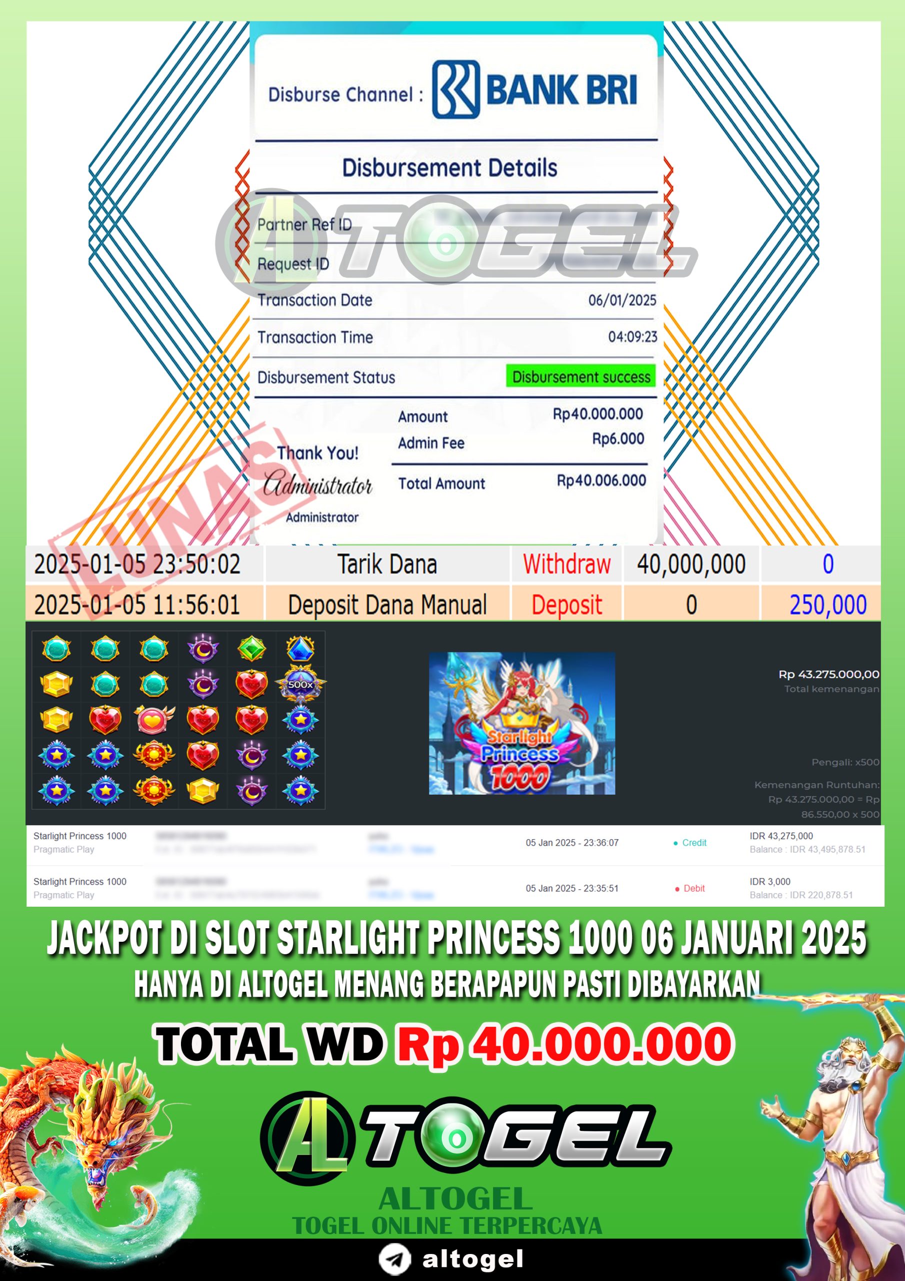 BUKTI JP ALTOGEL 06 JANUARI 2025