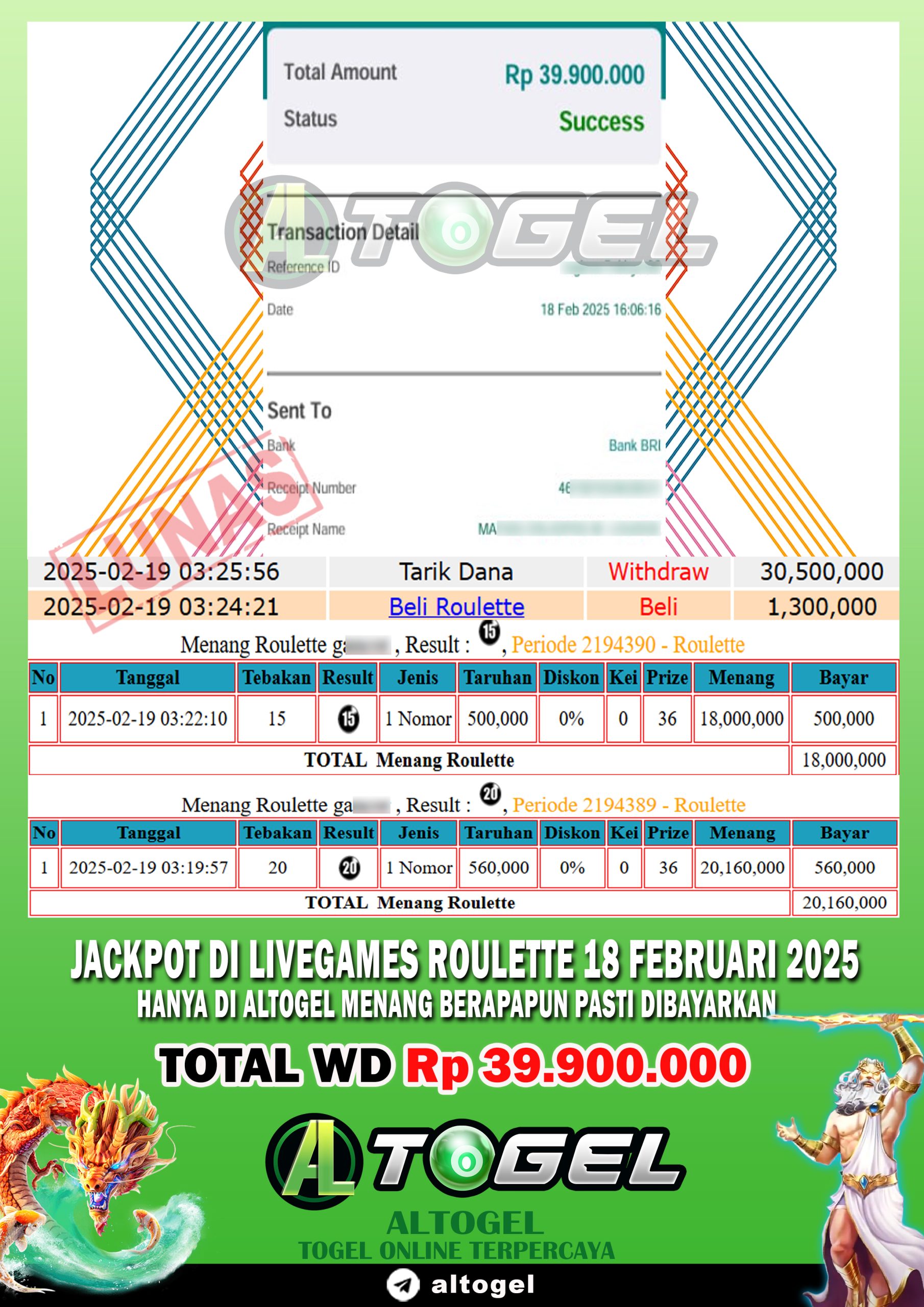 BUKTI JP ALTOGEL 18 FEBRUARI 2025