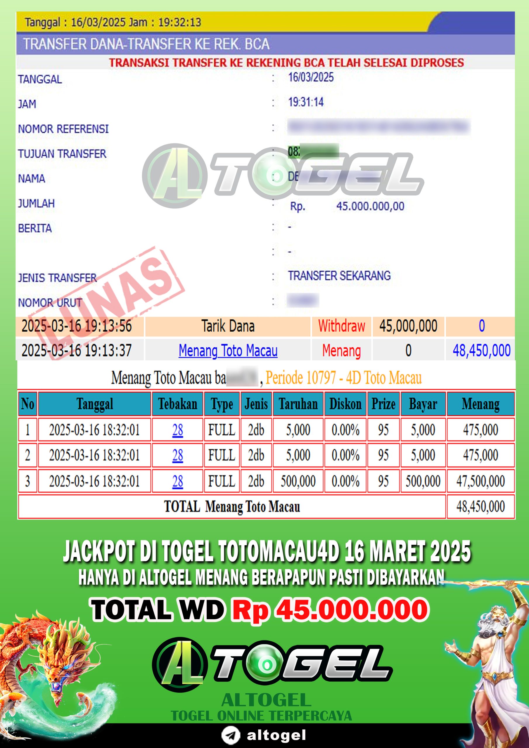BUKTI JP ALTOGEL 16 MARET 2025