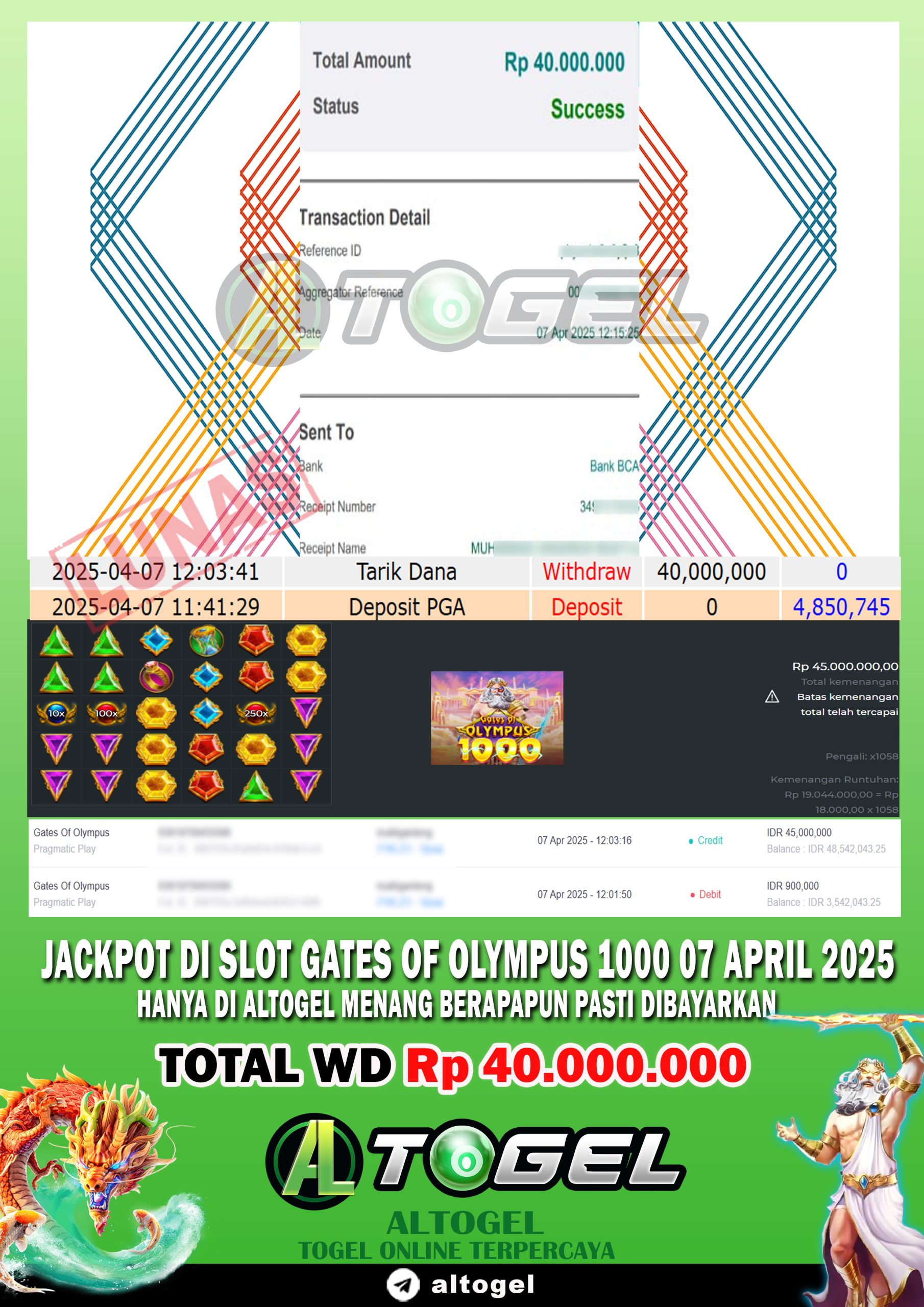 BUKTI JP ALTOGEL 07 APRIL 2025