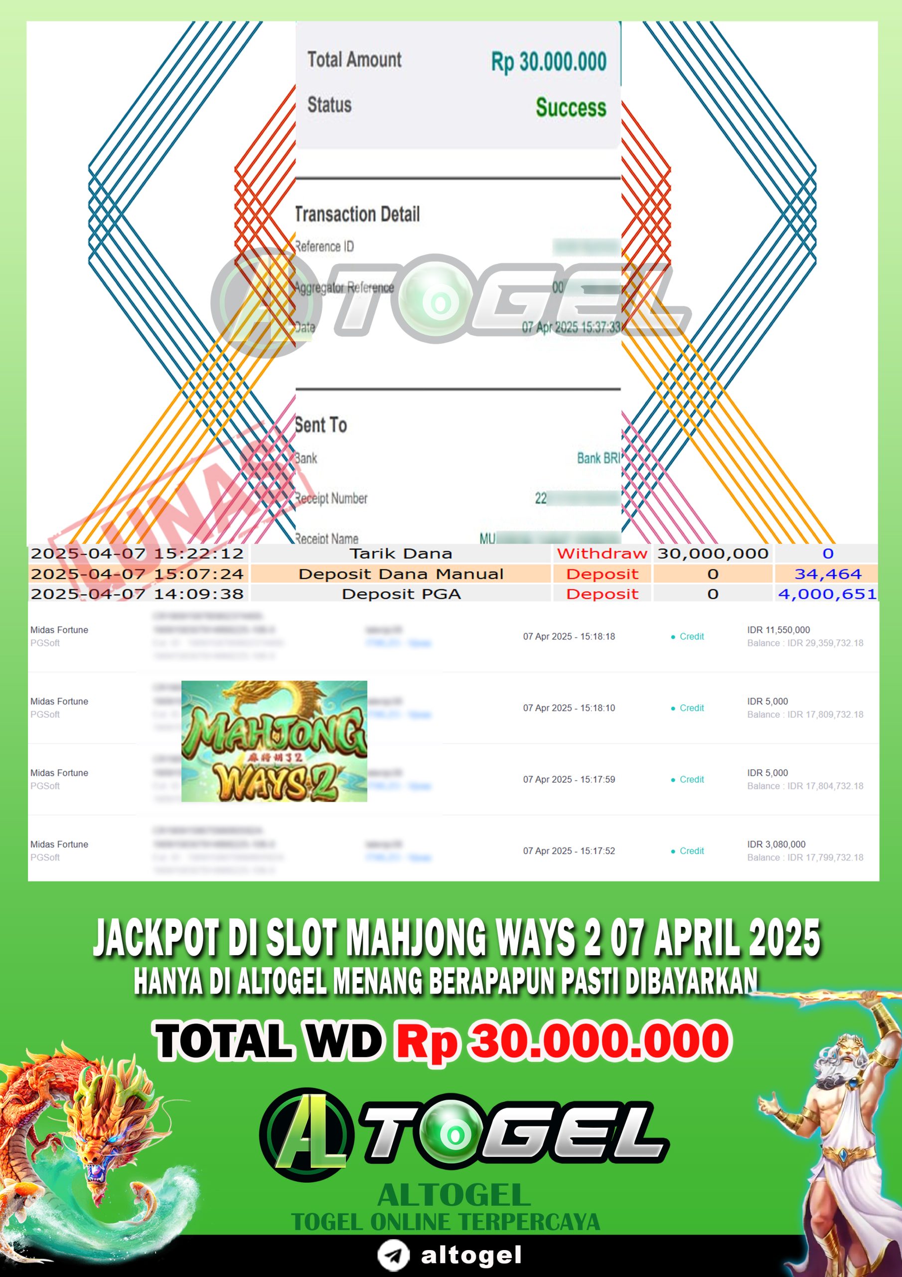 BUKTI JP ALTOGEL 07 APRIL 2025
