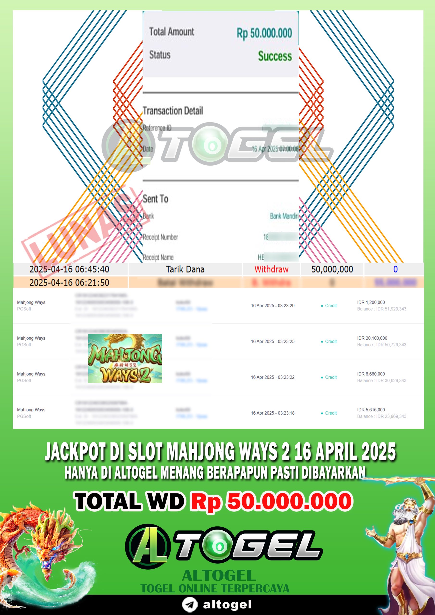 BUKTI JP ALTOGEL 16 APRIL 2025