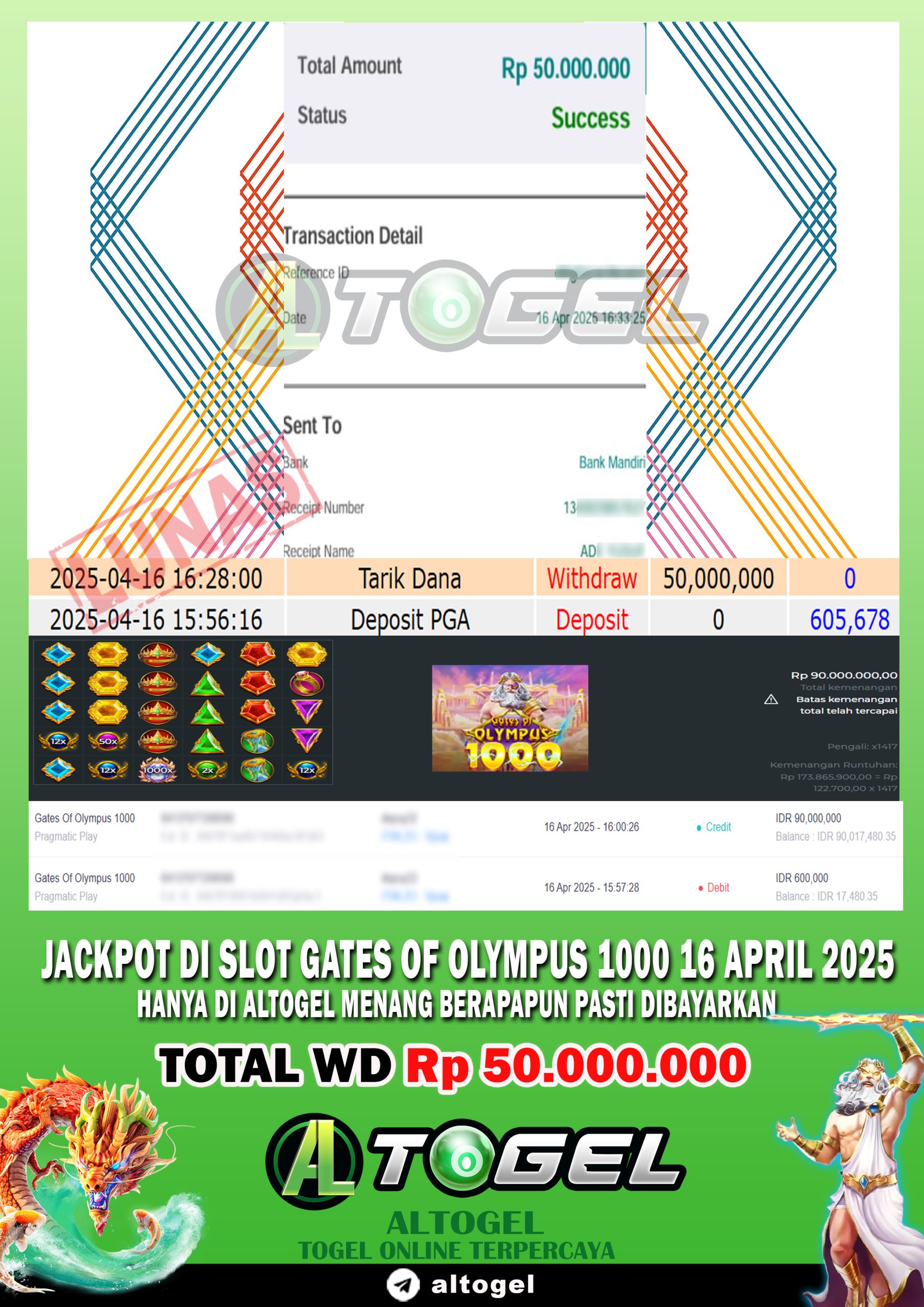 BUKTI JP ALTOGEL 16 APRIL 2025