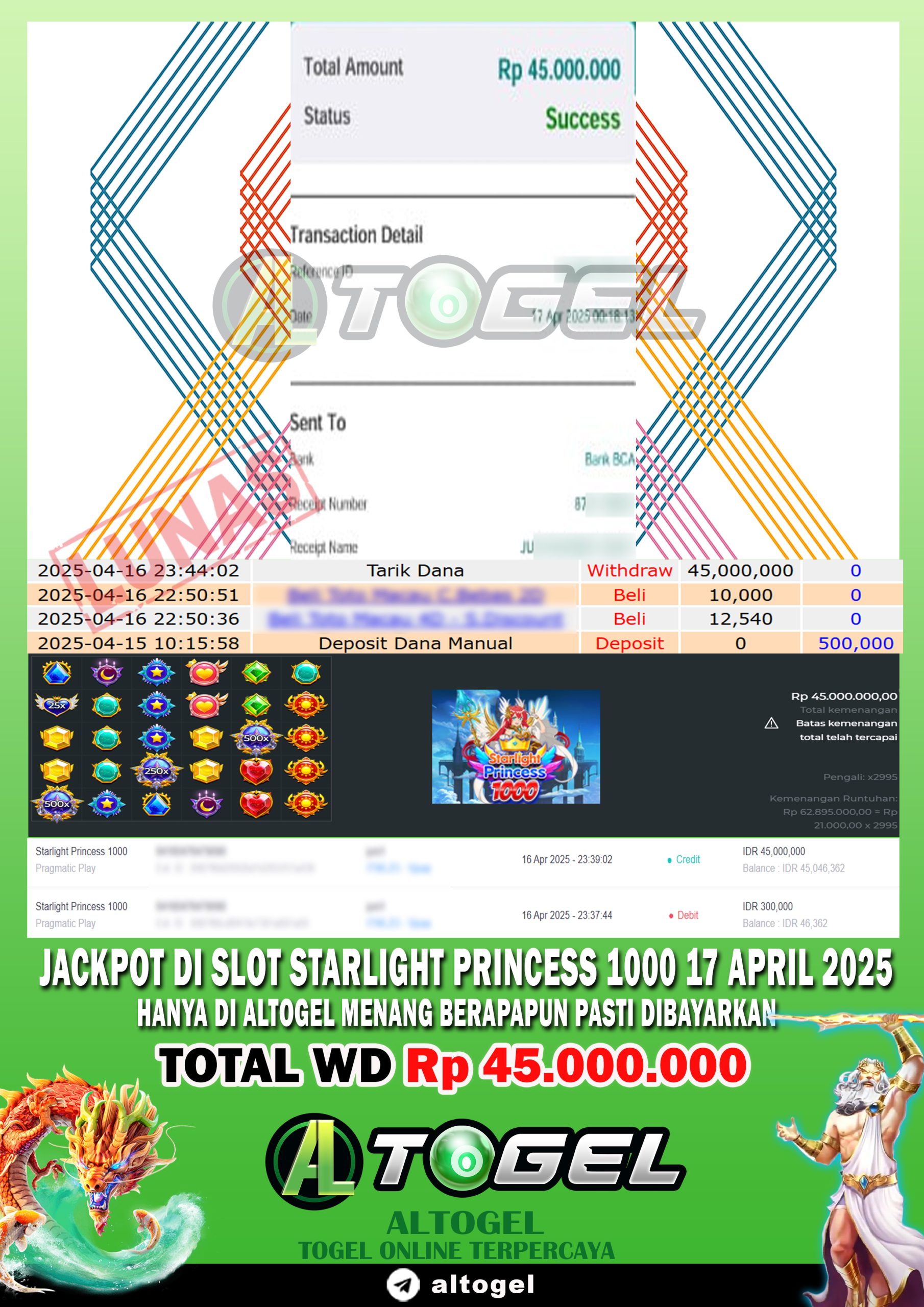 BUKTI JP ALTOGEL 17 APRIL 2025