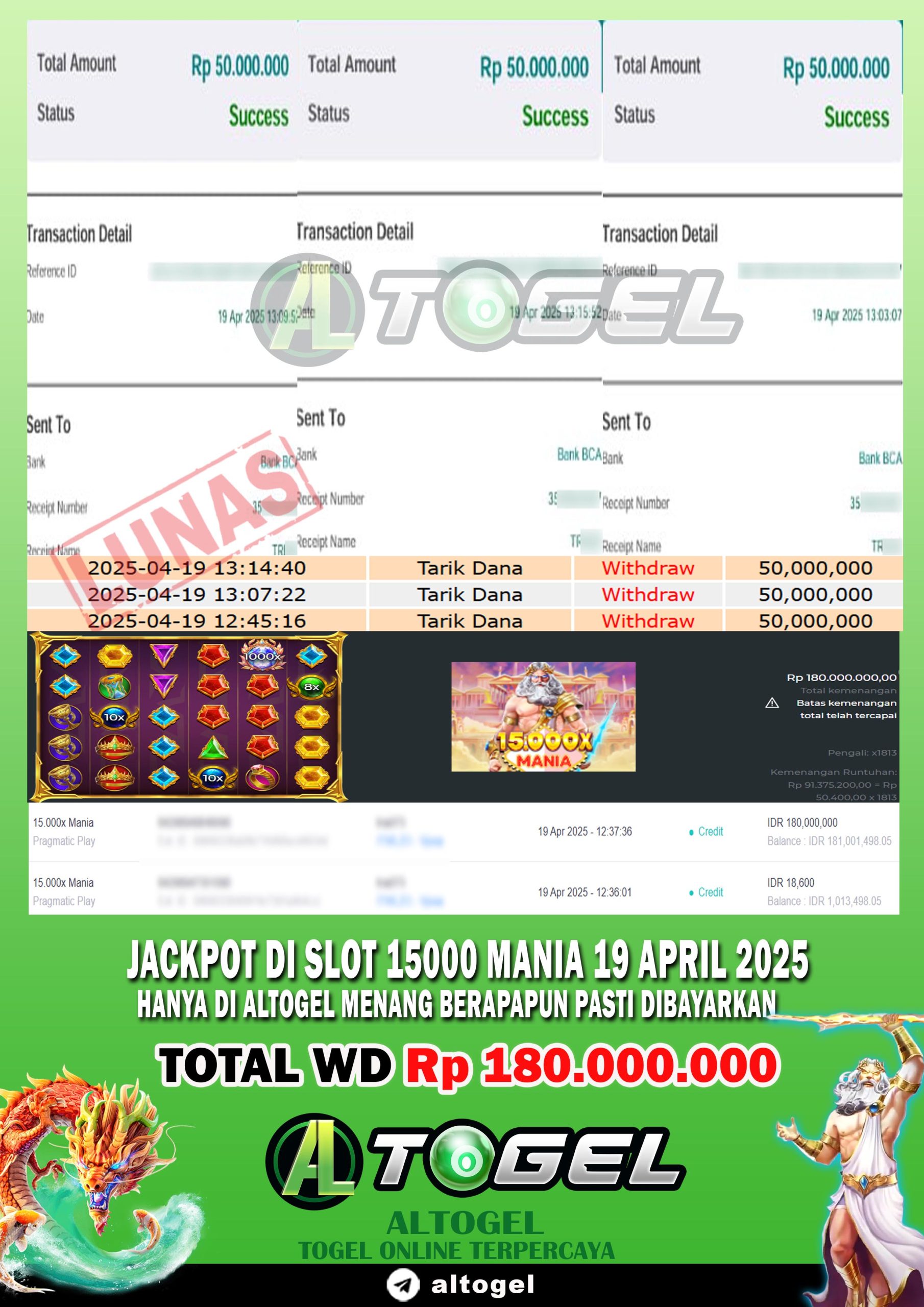 BUKTI JP ALTOGEL 19 APRIL 2025