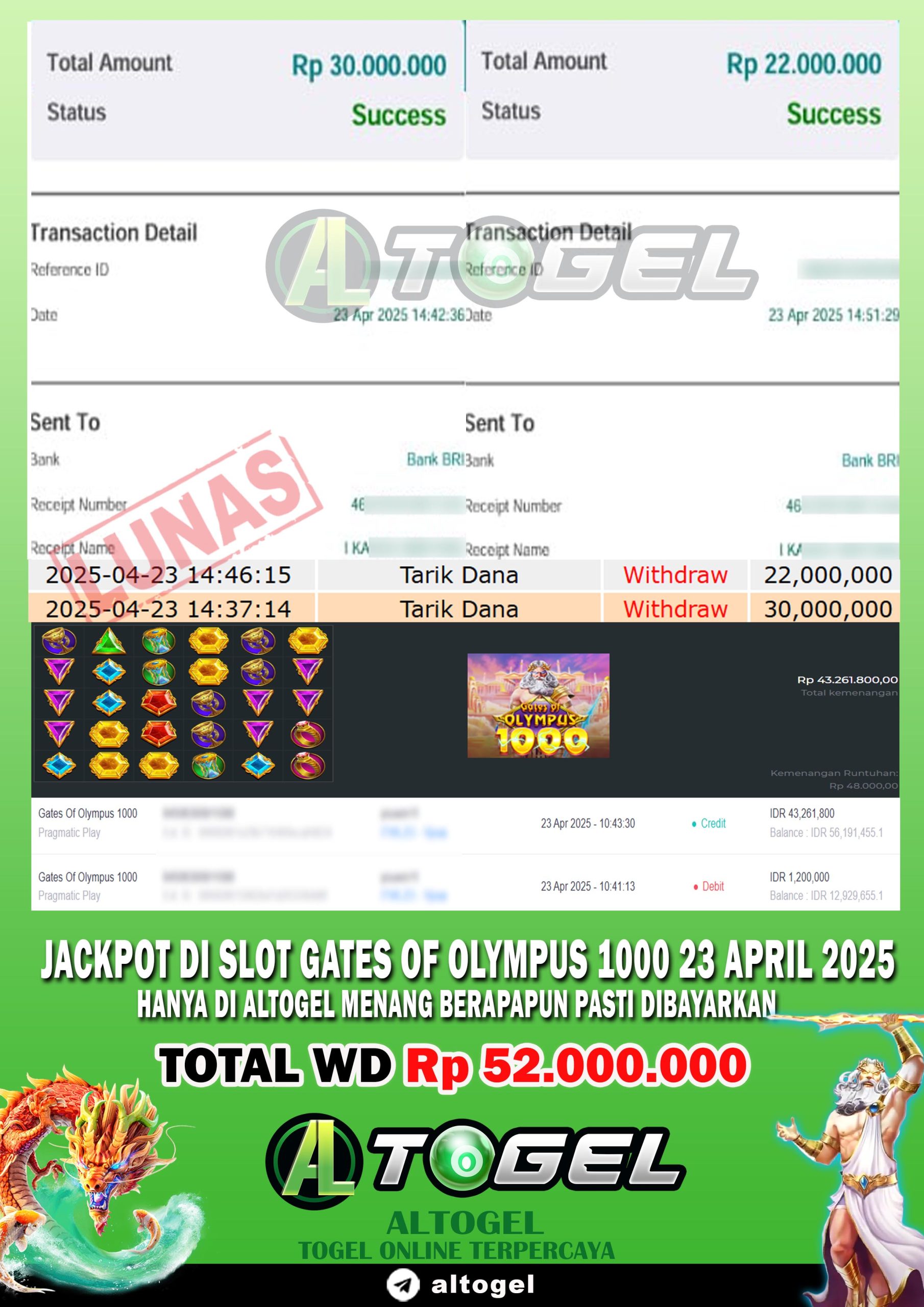 BUKTI JP ALTOGEL 23 APRIL 2025