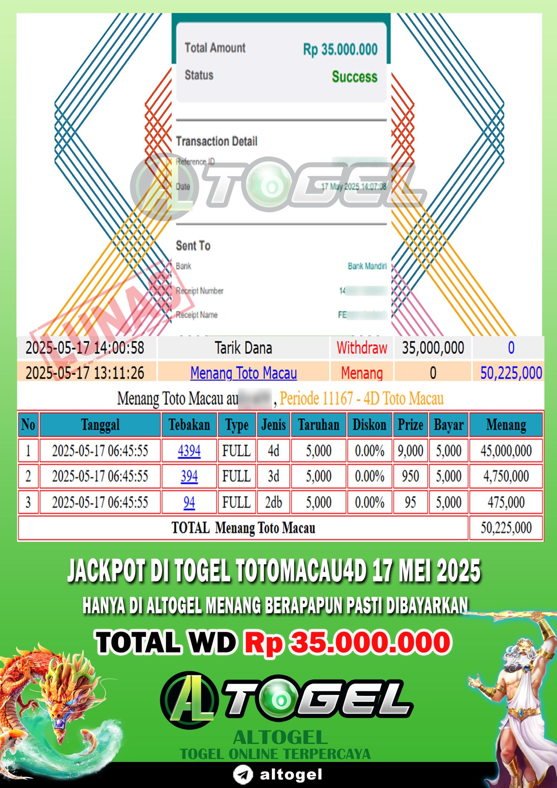 BUKTI JP ALTOGEL 17 MEI 2025