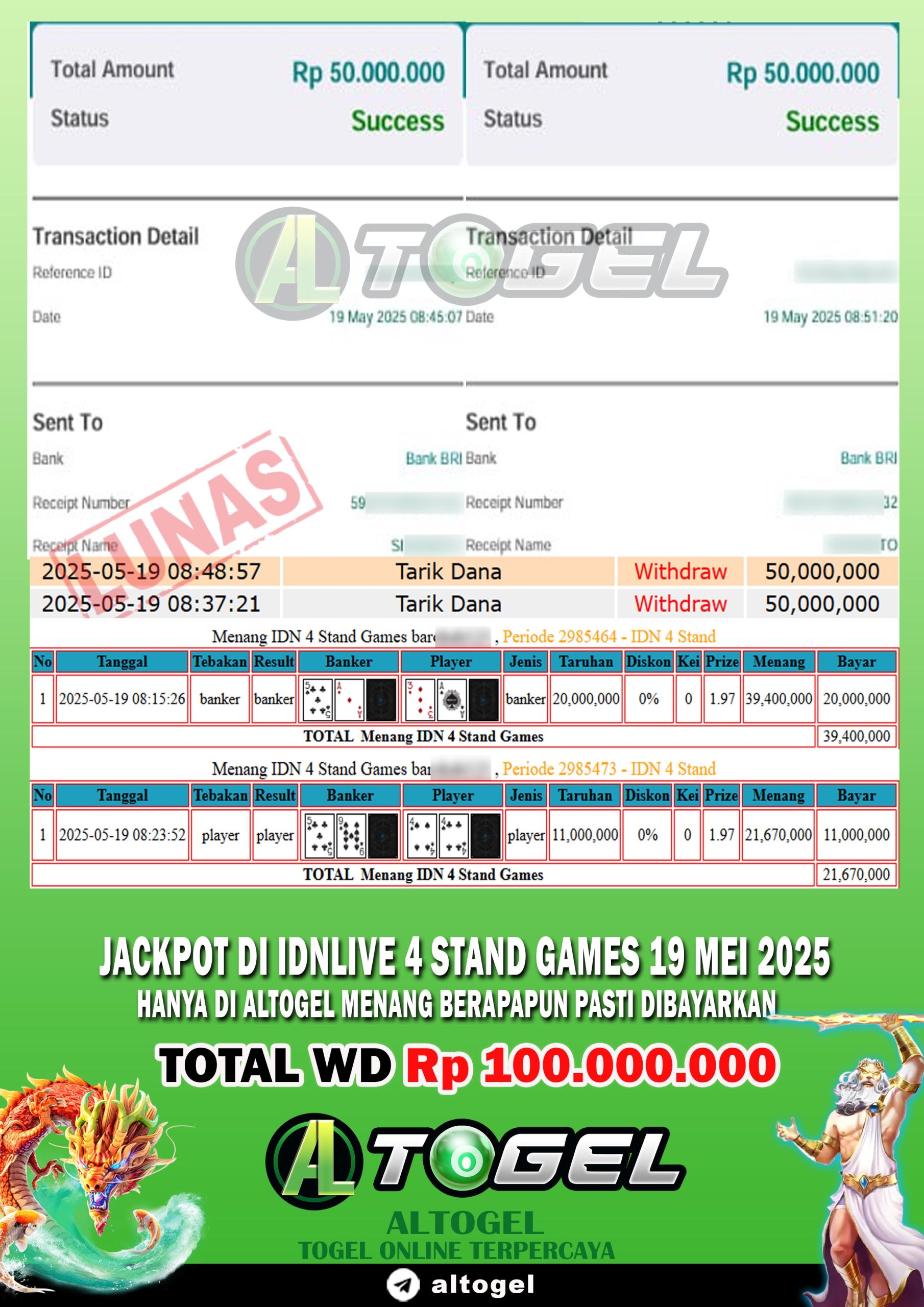 BUKTI JP ALTOGEL 19 MEI 2025