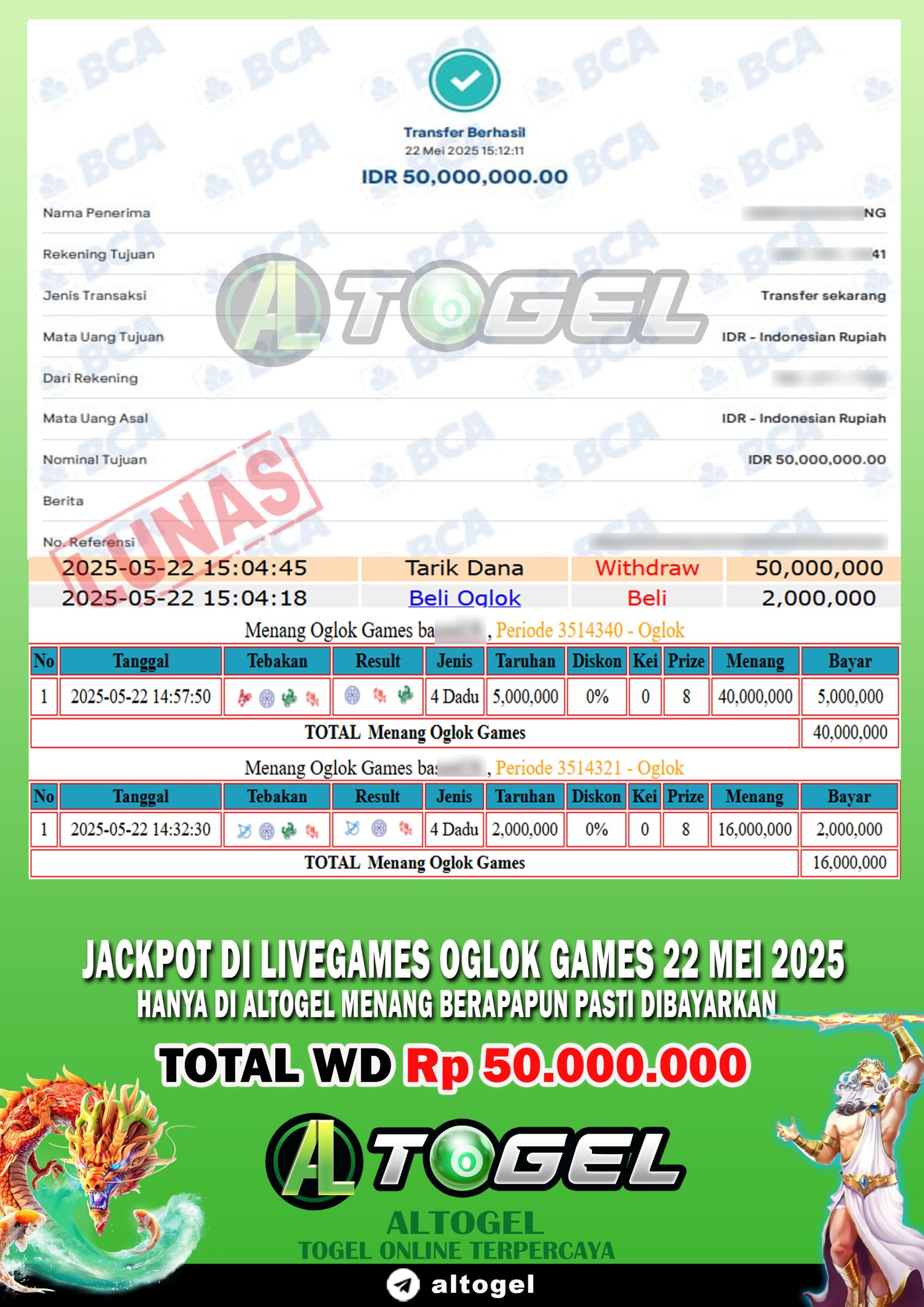 BUKTI JP ALTOGEL 22 MEI 2025