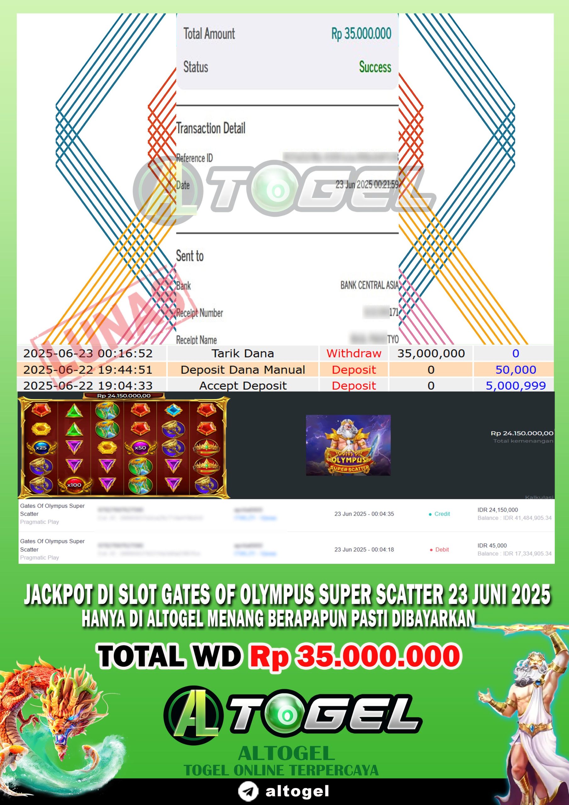 BUKTI JP ALTOGEL 23 JUNI 2025