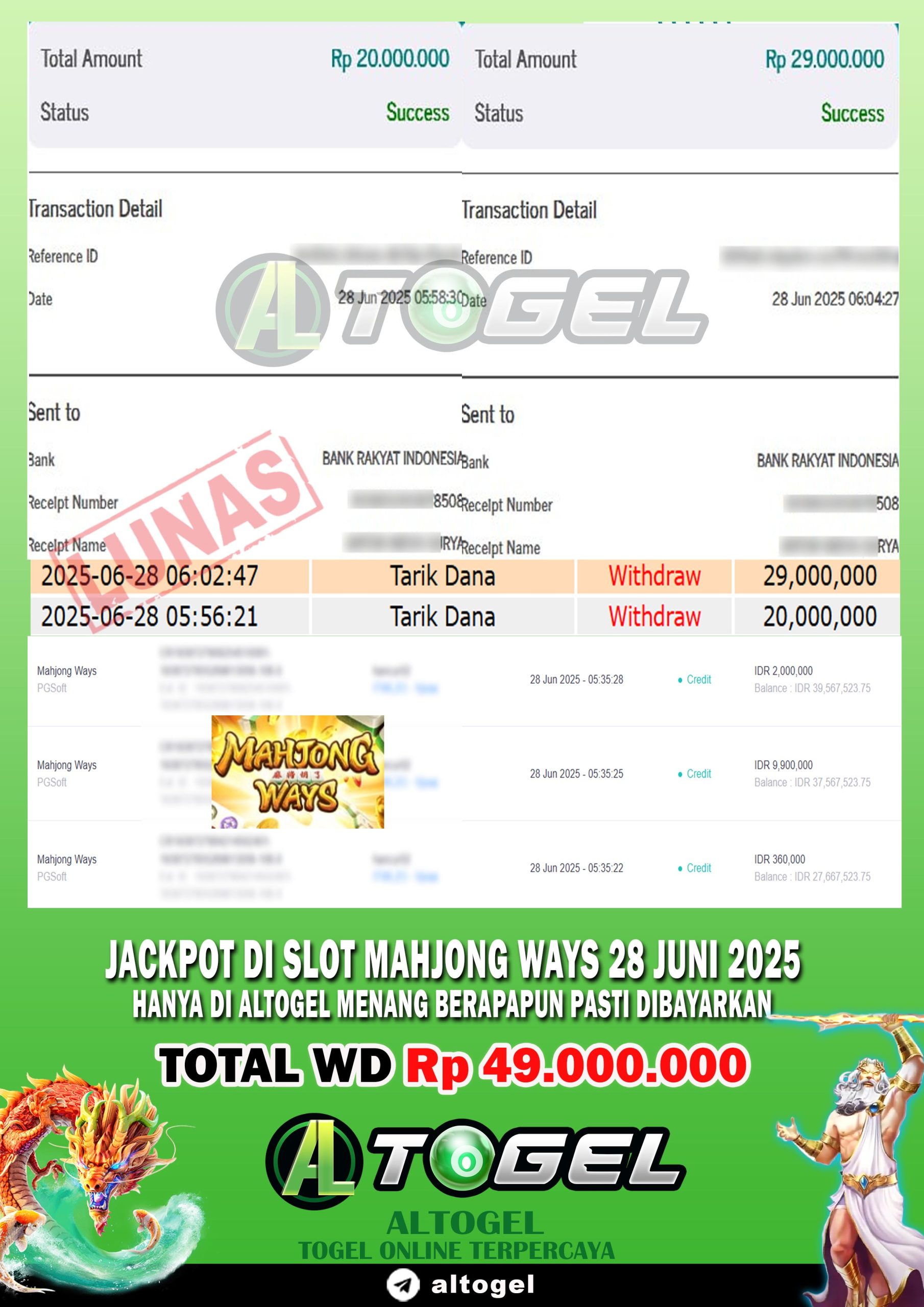 BUKTI JP ALTOGEL 28 JUNI 2025