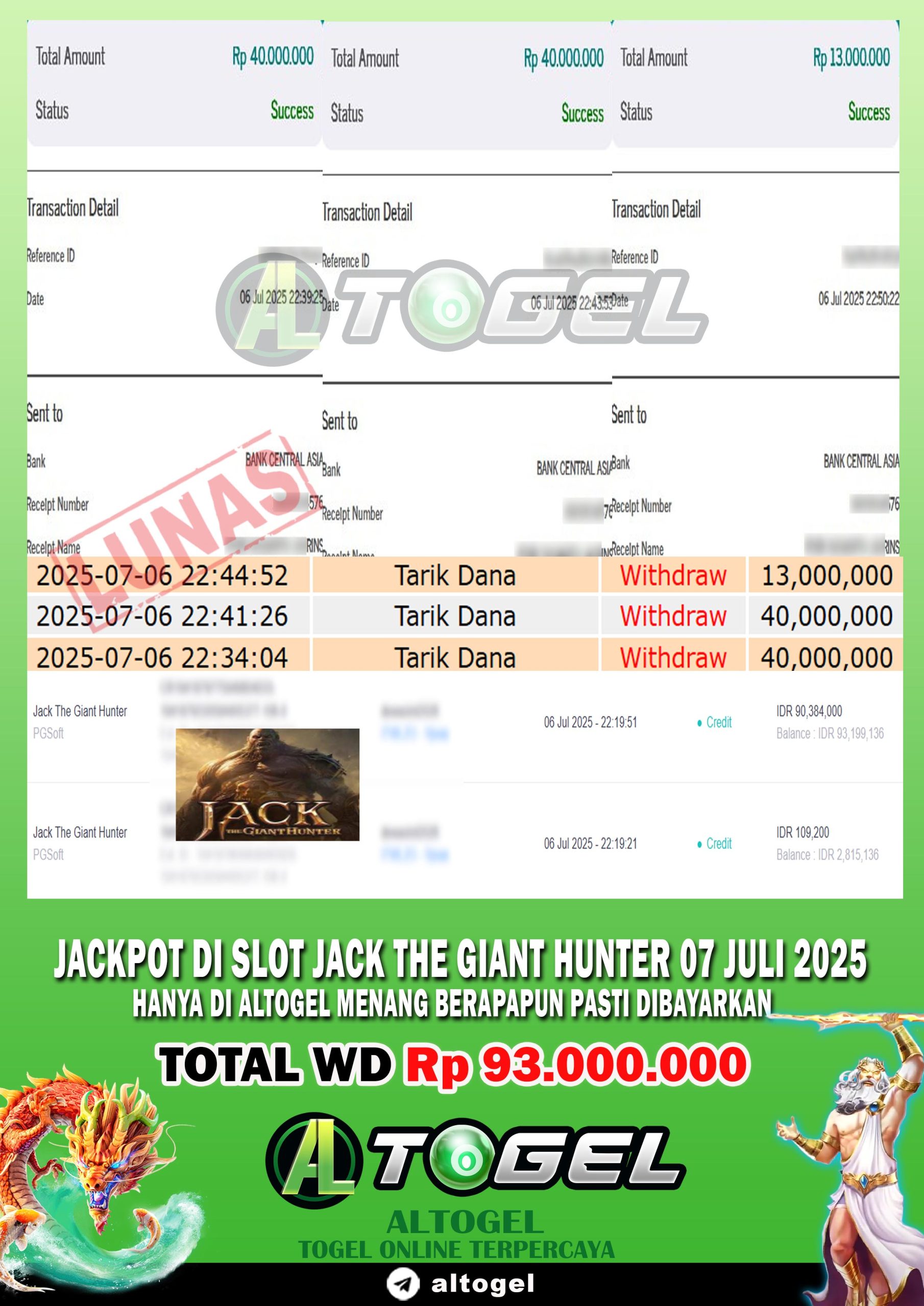 BUKTI JP ALTOGEL 07 JULI 2025