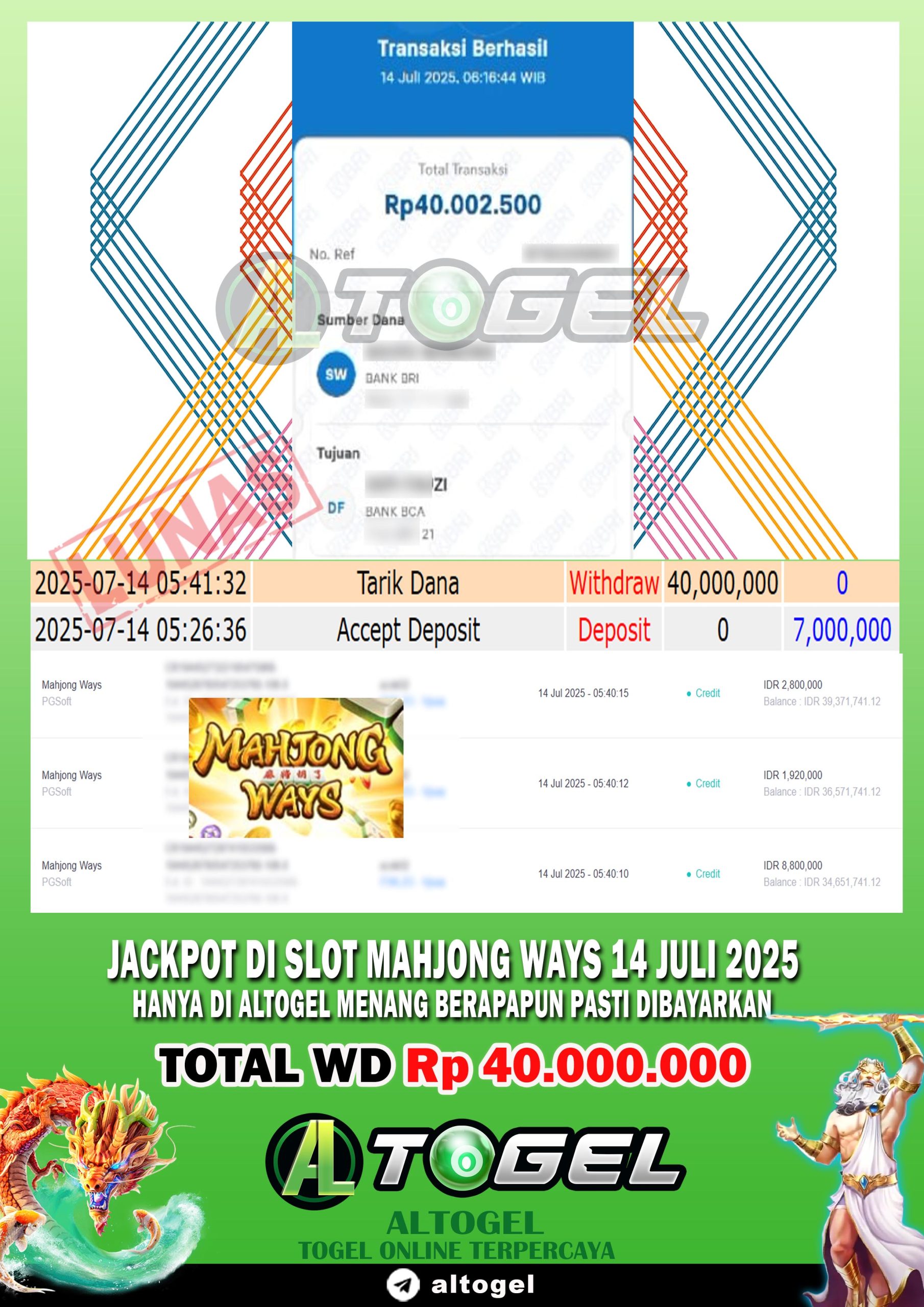 BUKTI JP ALTOGEL 14 JULI 2025