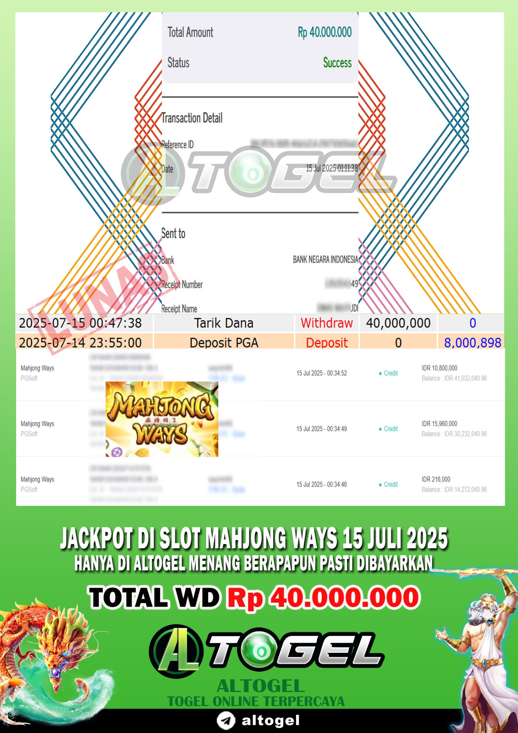 BUKTI JP ALTOGEL 15 JULI 2025