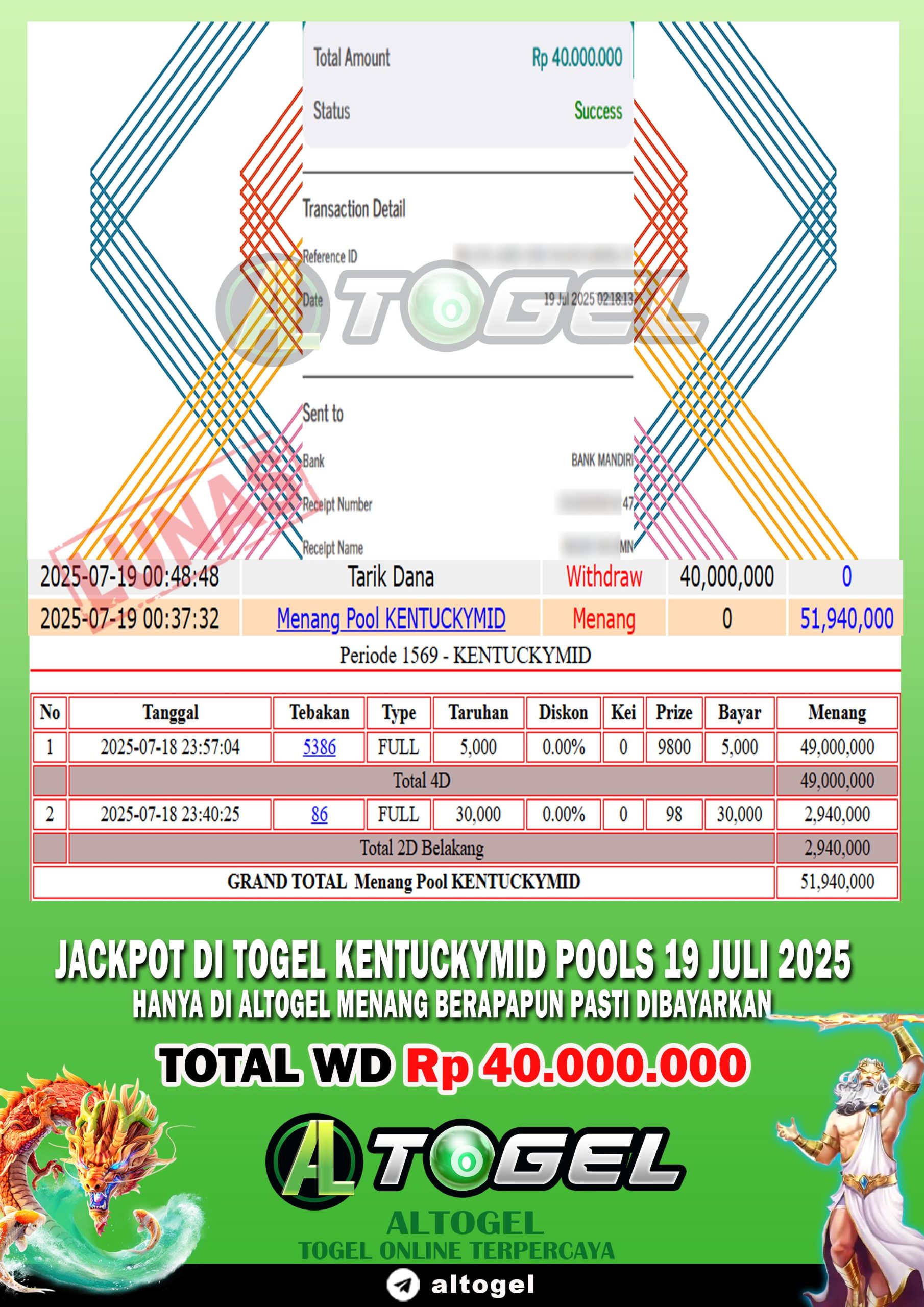 BUKTI JP ALTOGEL 19 JULI 2025
