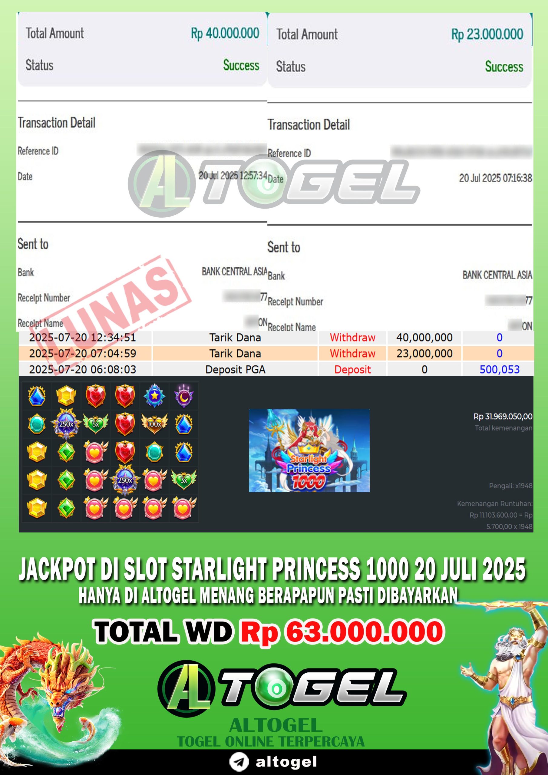 BUKTI JP ALTOGEL 20 JULI 2025