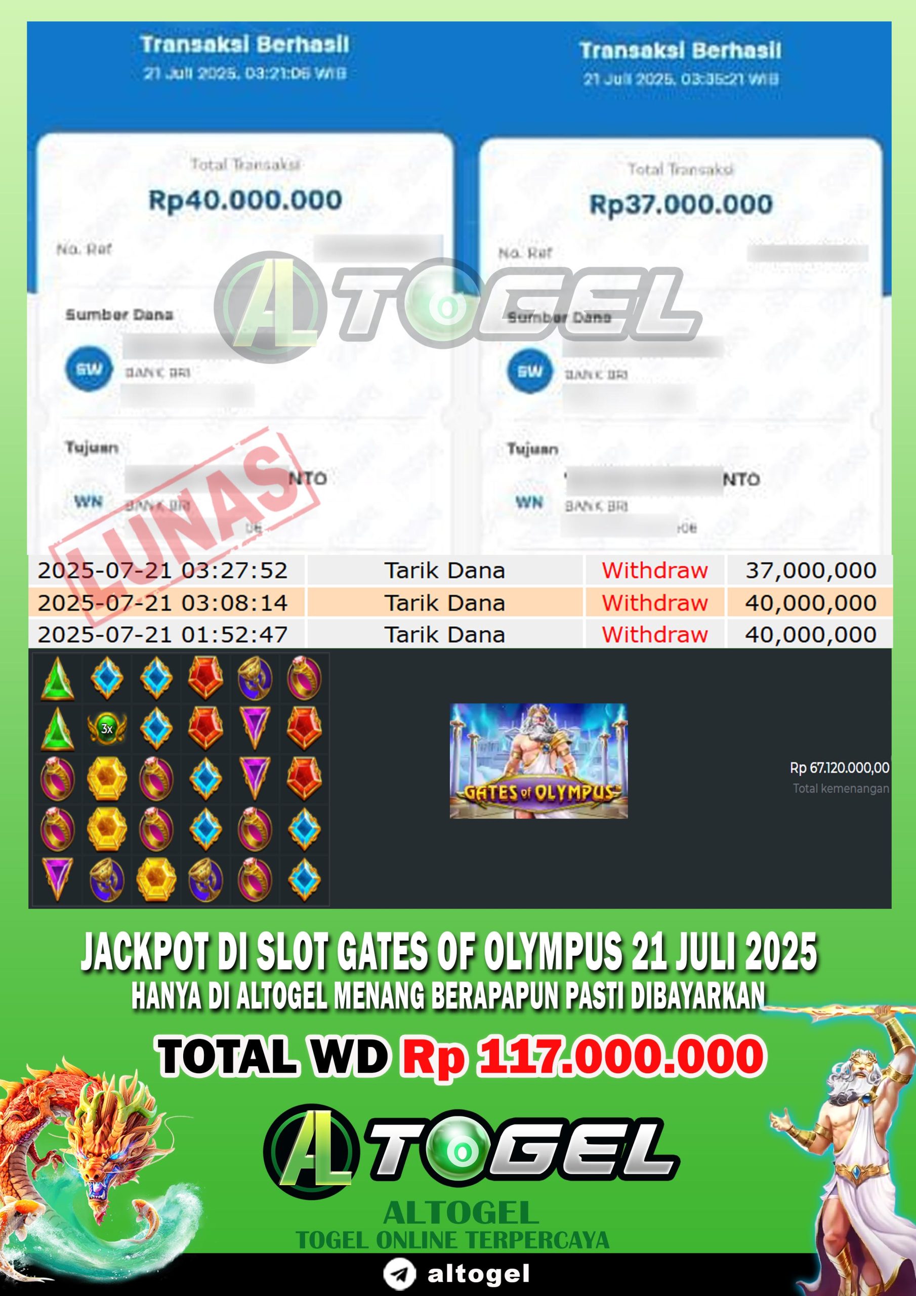 BUKTI JP ALTOGEL 21 JULI 2025