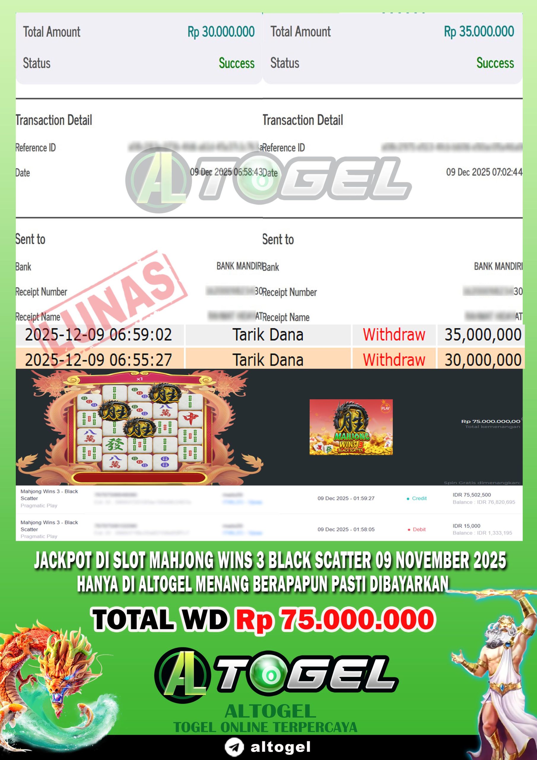 BUKTI JP ALTOGEL 09 DESEMBER 2025