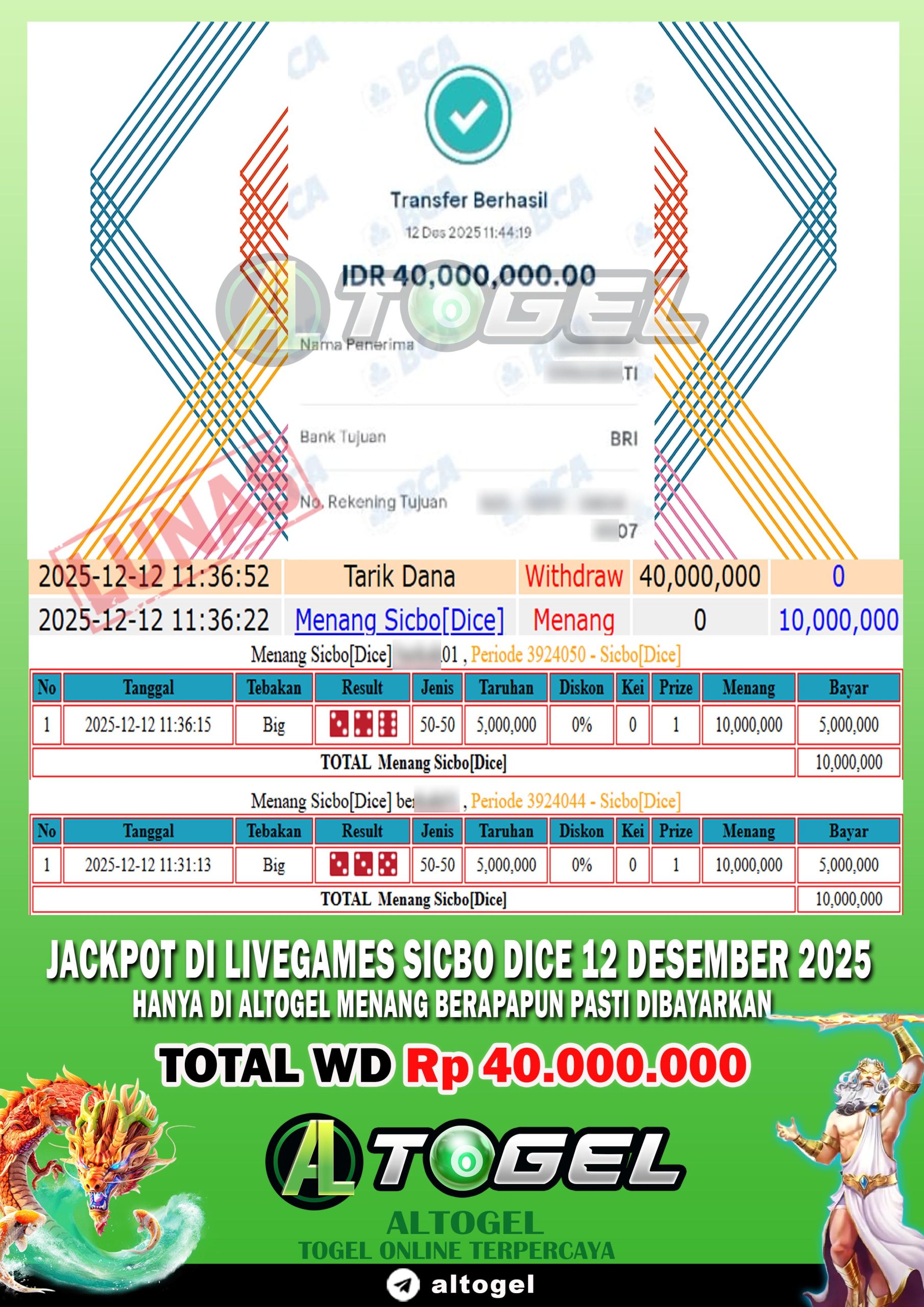 BUKTI JP ALTOGEL 12 DESEMBER 2025